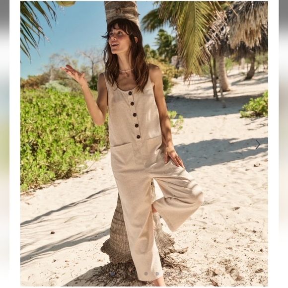 Marine Layer Pants - NWT Marine Layer Sydney Beach Jumpsuit in Natural Stripe